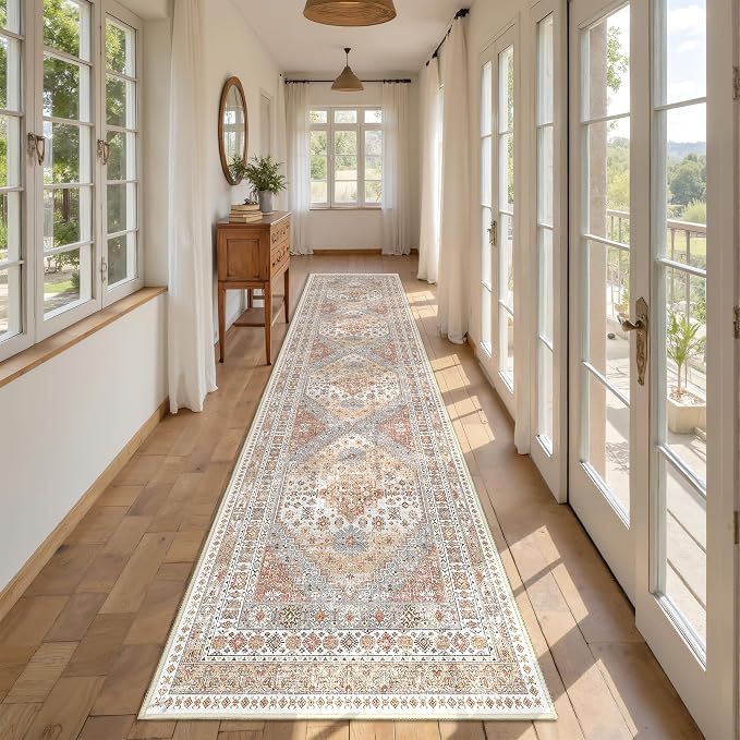 2.5x10 Kitchen Runner Rug Non Slip Vintage Washable Rugs, Carpet Runner - Image 4
