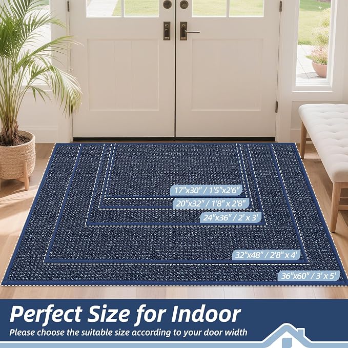 BEQHAUSE Dirt Trapper Door Mat 24" x 36", Non-Slip Washable Doormats, Low - Image 2