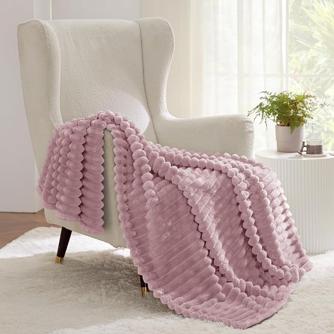Bedsure Soft Twin Blanket for Bed Decor Gifts Pink 60"x80" | Birthday Gifts for - Image 7