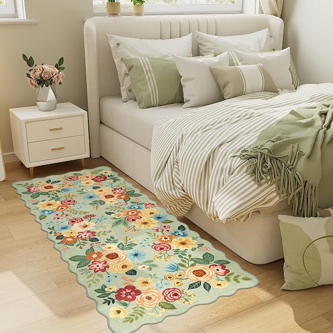 DUKINO 2x5 Washable Runner Rug, Floral Non Slip Rug - Image 6