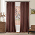 Chestnut Brown Linen Blackout Pleated 90 Inch Curtains by Twodrapes