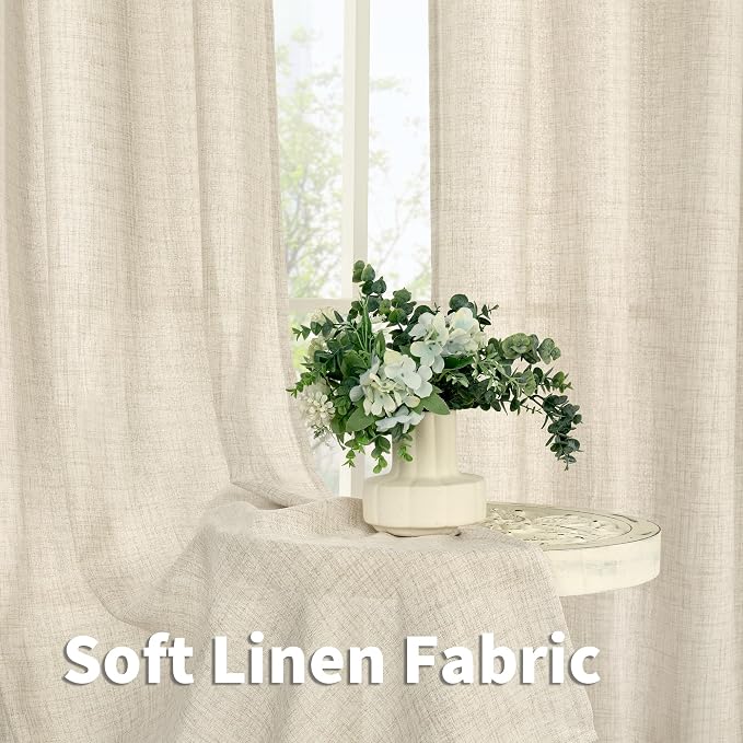 YoungsTex 78 Inch Length Linen Curtains Semi Sheer Light Filtering Drapes | - Image 7