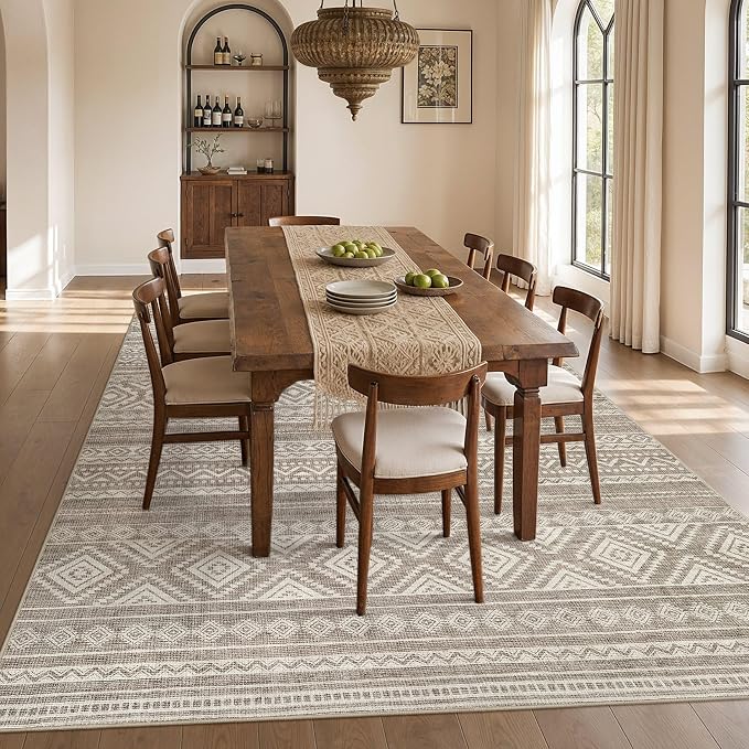 cotiled Boho 9x12 Area Rug for Living Room: Large Moroccan Washable Rug | Solve - Image 7