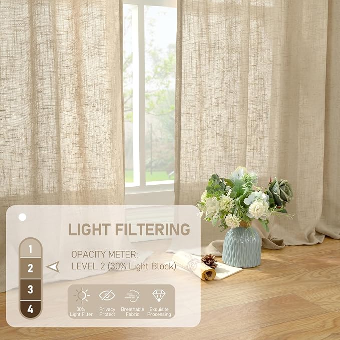 Faux Linen Curtains 63 inches Long - Image 4