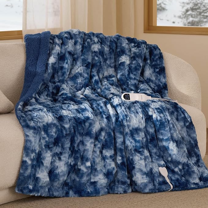 Bedsure Faux Fur Heated Blanket Throw Blanket, Fast Heating Electric Blanket - Image 8