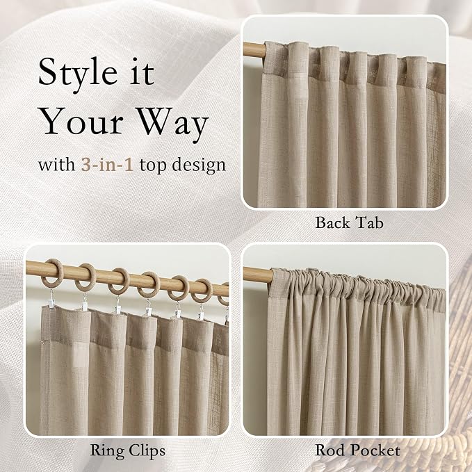 MYSKY HOME Taupe Curtains for Beroom Liivng Room 84 Inch Length 2 Panels Set - Image 4