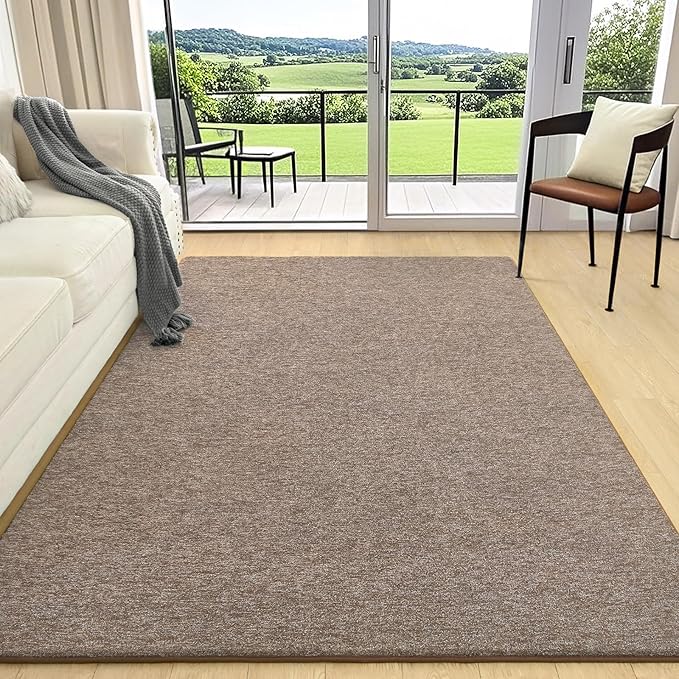 6x9 Area Rugs for Living Room Non Slip Dorm Bedroom Rug, Matte Brown | Modern - Image 2