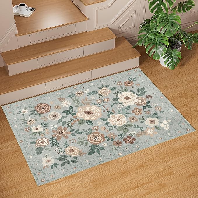 DUKINO 2x3 Entryway Rug, Door Mat Soft Washable Rug Non Slip, Sage Green | Low - Image 8