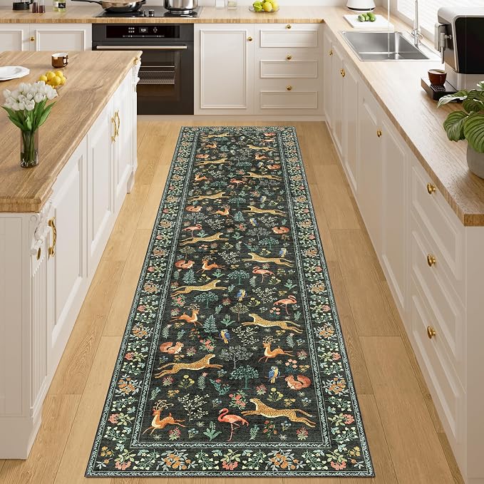 DUKINO 2x8 Washable Runner Rug, Non Slip Animal Kitchen Runner Rug, Low Pile by DUKINO