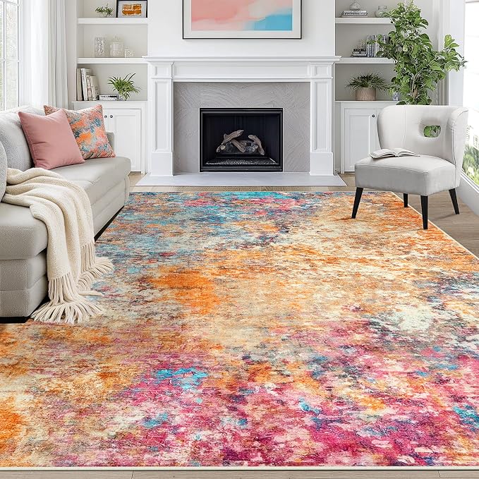 8x10 Area Rugs for Living Room Washable Bedroom Dining Room Colorful | Modern - Image 9