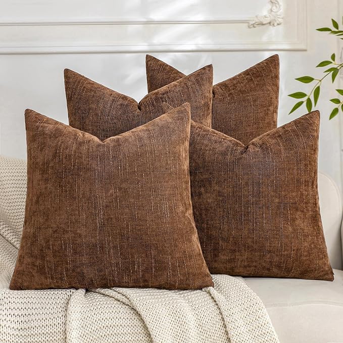 Set of 4 Soft Textured Decorative Throw Pillow Covers 16x16 Inch Cozy Farmhouse by Cozoomy