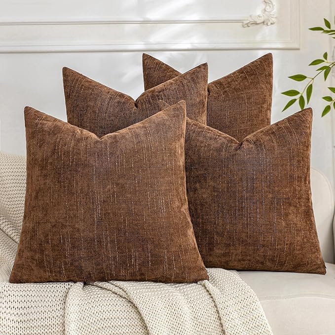 Set of 4 Soft Textured Decorative Throw Pillow Covers 22x22 Inch Cozy Farmhouse by Cozoomy