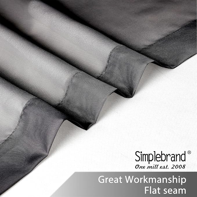 Simplebrand Black Sheer Curtains 96 Inches Long, Light Filtering Rod Pocket - Image 7