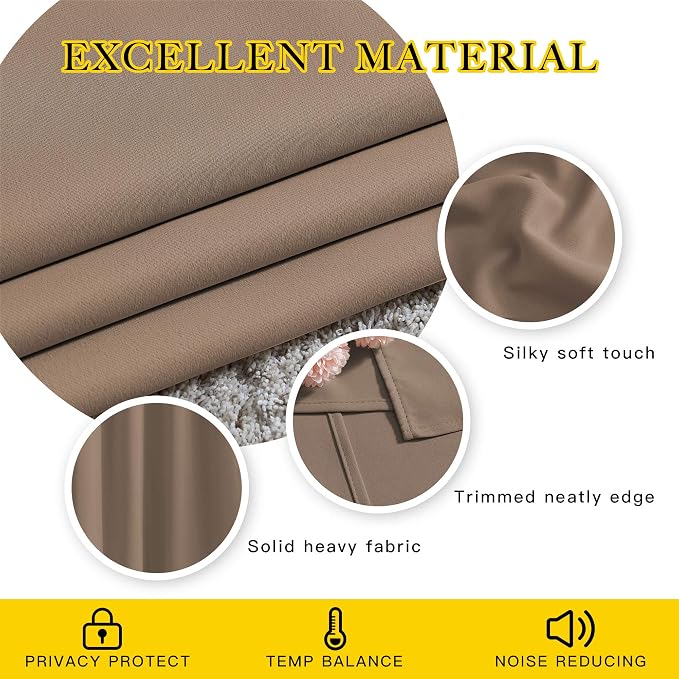 NICETOWN Blackout Bedroom Curtains 66 inches Long, Grommet Room Darkening - Image 4
