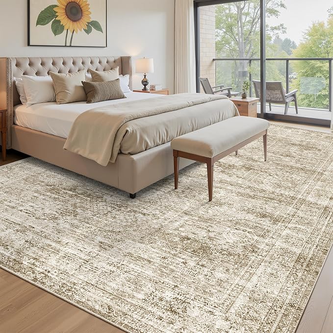 Soalmost Washable Area Rug 8x10 Large Soft Brown Rugs - Image 9