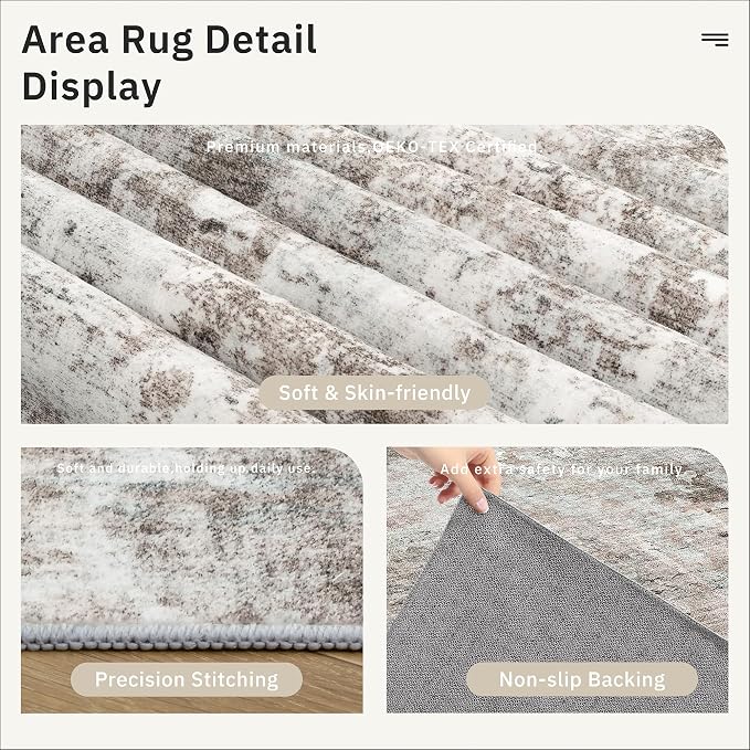 Soalmost Abstratc Runner Rug 2x5 Washable Kitchen Entry Runners Pink/Grey | - Image 6