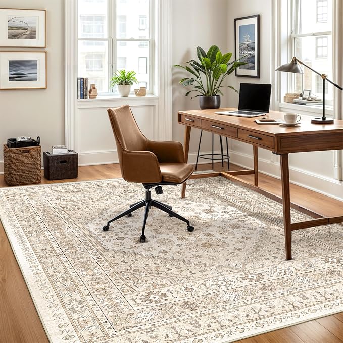 Area Rugs 5x7 Washable Rugs for Living Room, Cream/Beige | Area Rug for Bedroom - Image 4