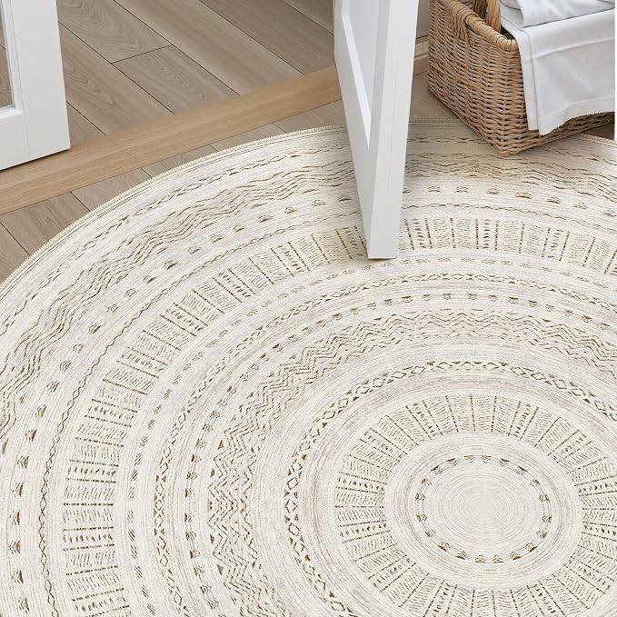 cotiled 5x5 Round Rug 5ft Circle Living Room Boho Area Rugs | Solve Modern - Image 6