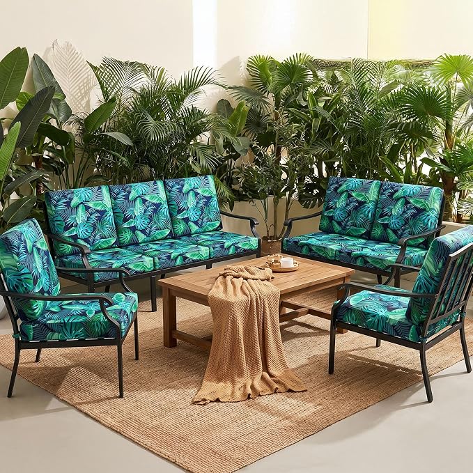 14Pcs Patio Cushion Covers Stretch Outdoor Furniture Protector Slipcovers | - Image 6