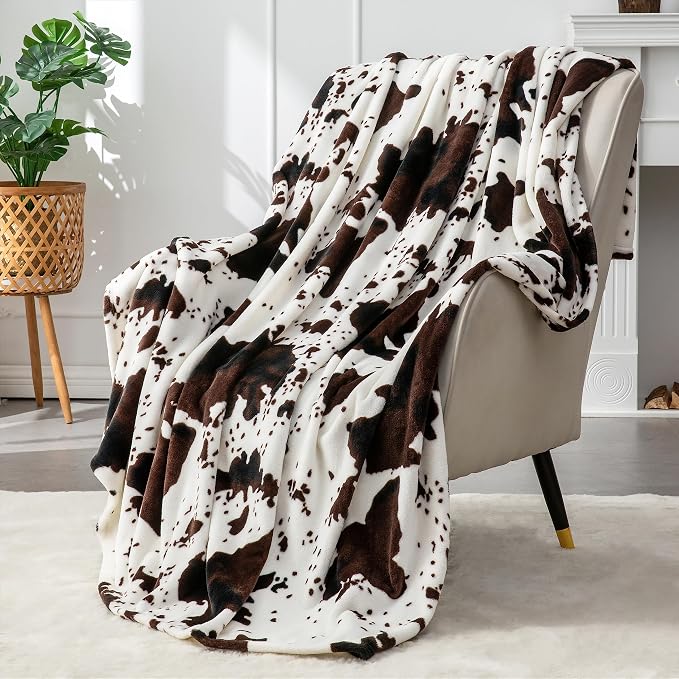 BEDELITE Fleece Blanket Soft Plush Twin Size Blanket Brown Cow 60"x80" | Ultra - Image 7