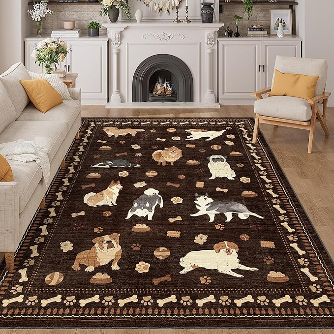 DUKINO 5x7 Area Rugs, Washable Dog Rug by DUKINO