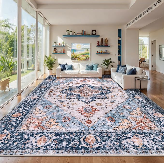 SERISSA 10x12 Washable Non Slip Boho Area Rug by SERISSAHomeDecorCollection