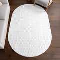 nuLOOM Nia White Geometric Washable Area Rug, Oval 5' x 8' | Nuloom Nia by nuLOOM