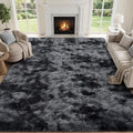 PLHXFR 6x9 Area Rugs Living Room: Fluffy Bedroom Soft Shag Rug Black Grey | by PLHXFRSoftAreaRugs