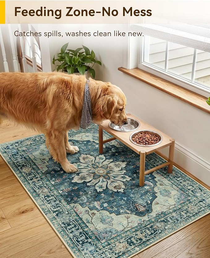 RELEANY Washable Area Rug, Small 2'x3', Water Repellent, Pet Friendly, Vintage - Image 3
