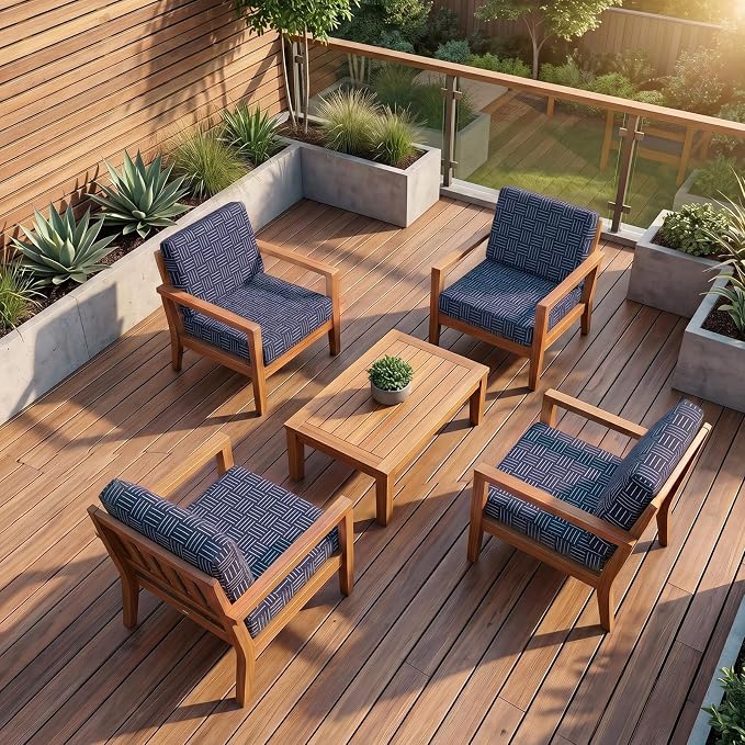 8Pcs Patio Cushion Covers Stretch Outdoor Furniture Protector Slipcovers | - Image 6