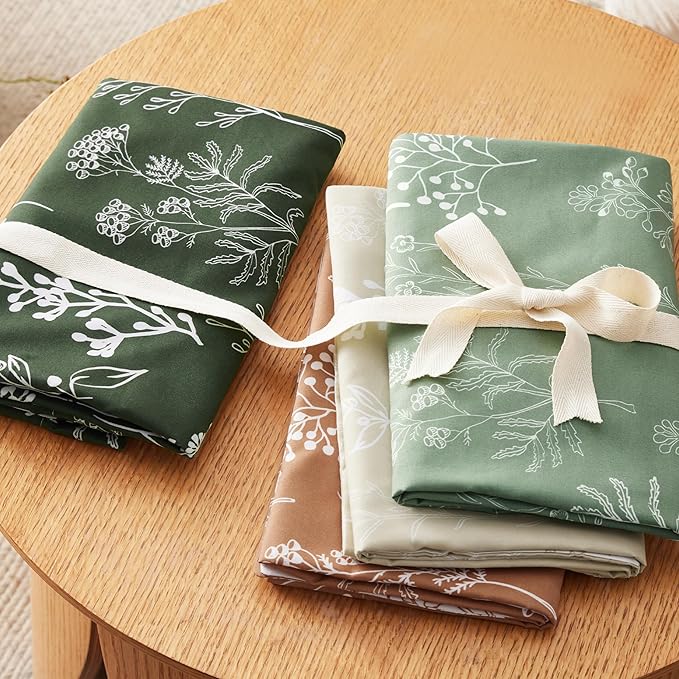 Bedsure Queen Comforter Set - Linen Bed Set, 3 Pieces Cute Floral Bedding, 1 Soft Reversible Botanical Flowers Comforter and 2 Pillow Shams