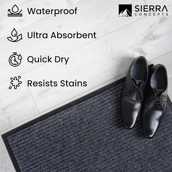 Front Door Mat, Indoor Outdoor Welcome Entryway Doormat, 36x24 Steel Gray | - Image 6
