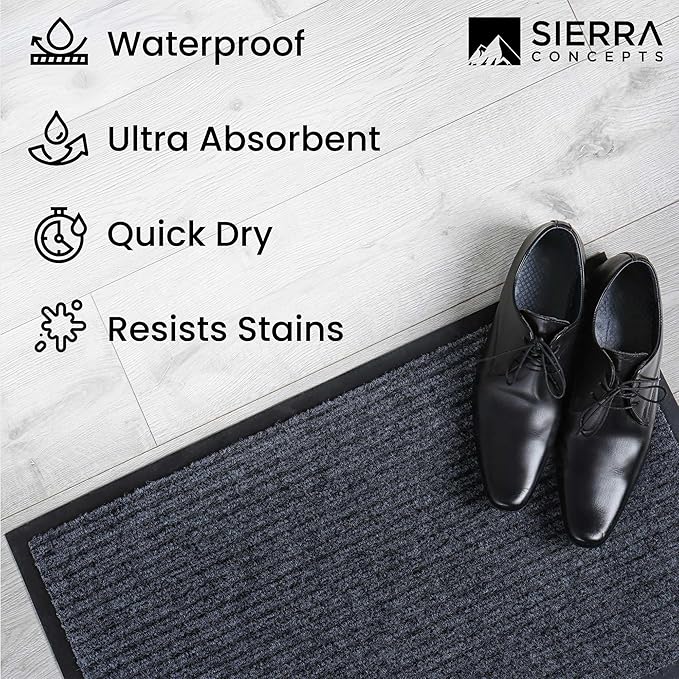 Front Door Mat, Indoor Outdoor Welcome Entryway Doormat, 48x36 Steel Gray | - Image 6