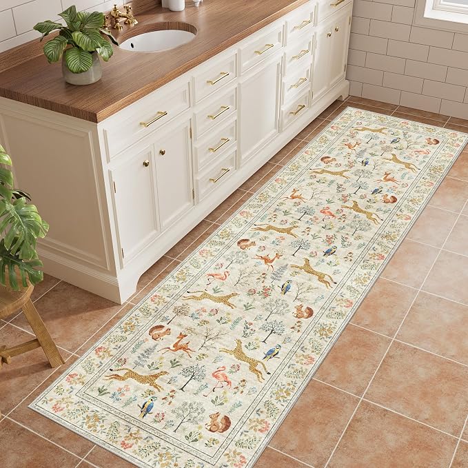 DUKINO 2x6 Runner Rug, Washable Animal Kitchen Rugs Non Slip, Low Pile - Image 3