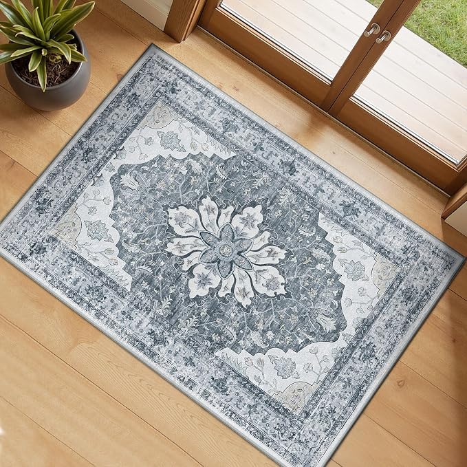 RELEANY Washable Area Rug, Small 2'x3', Water Repellent, Pet Friendly, Vintage by RELEANY