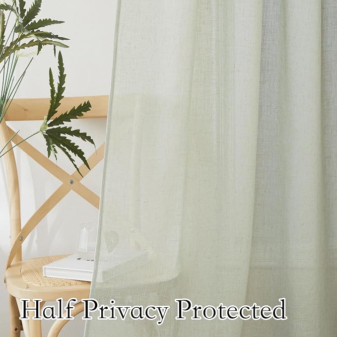 RYB HOME Light Filtering Linen Sheer Curtains 72 inch Long - Image 4