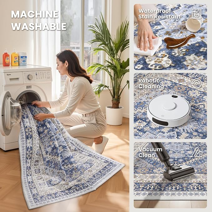 8x10 Area Rugs for Living Room, Large Washable Rug, Dining Room, Low Pile - Image 5