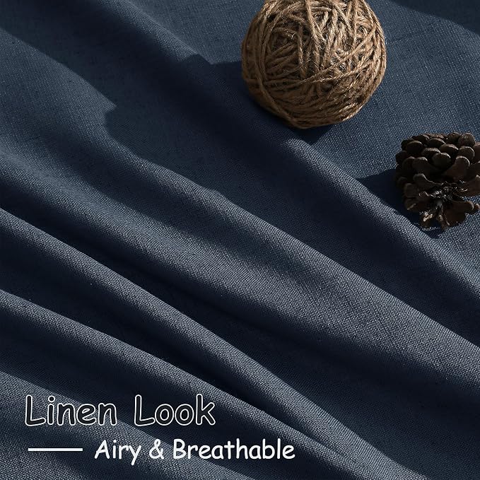 Vintage Blue Linen Curtains 108 Inches Long - Image 5