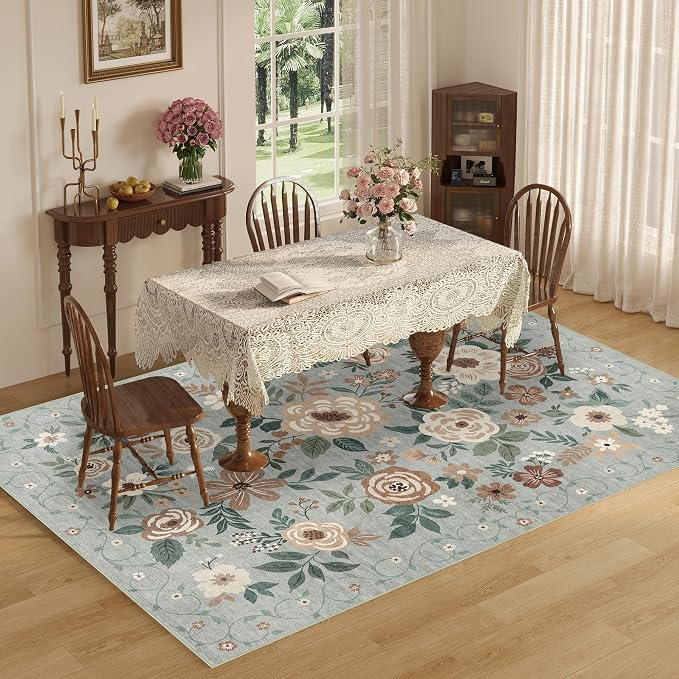 DUKINO 6x9 Area Rugs, Floral Washable Rug - Image 4