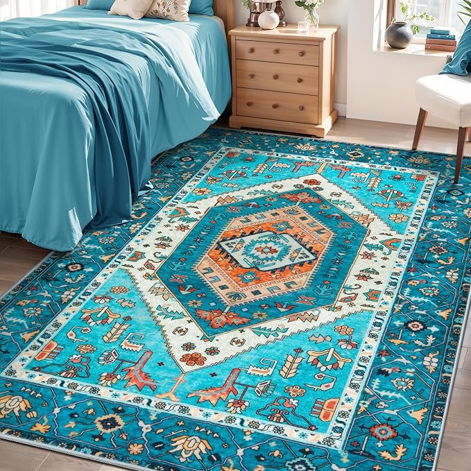 SERISSA 4x6 Washable Non Slip Boho Area Rug by SERISSAHomeDecorCollection