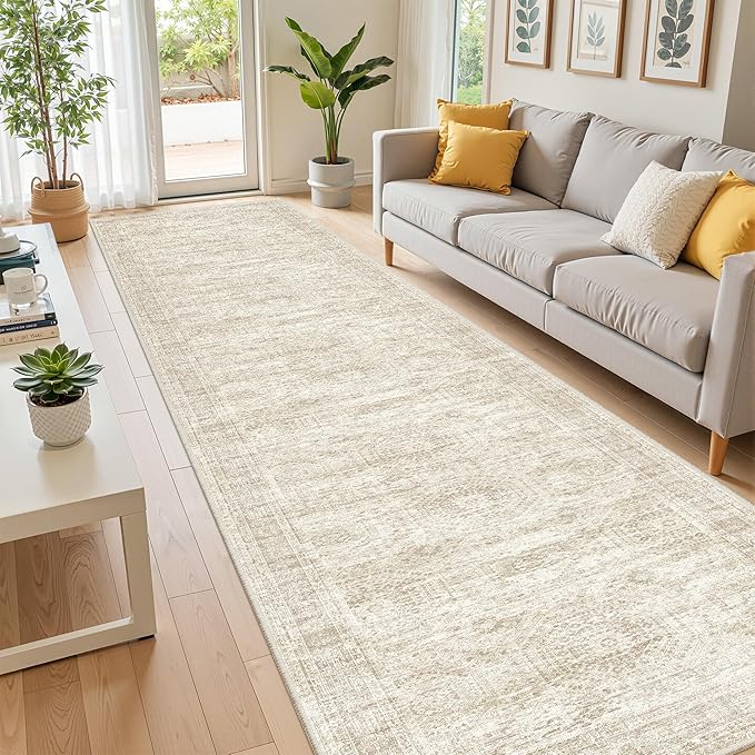 2'6 x 12' Runner Rug Non Slip, Washable Kitchen Rugs, Living Room, Long Rug by Restydon