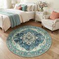 RELEANY Washable Area Rug, Round 4ft, Water Repellent, Pet Friendly, Vintage by RELEANY
