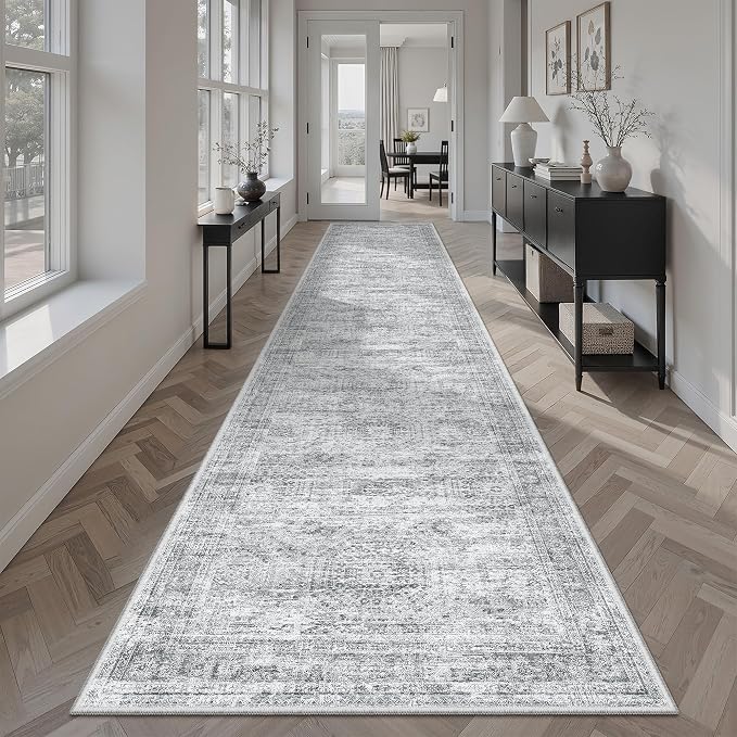 Soalmost Hallway Runner Rug 2'6" x 12' Washable Long Kitchen Rugs Grey | by Soalmost