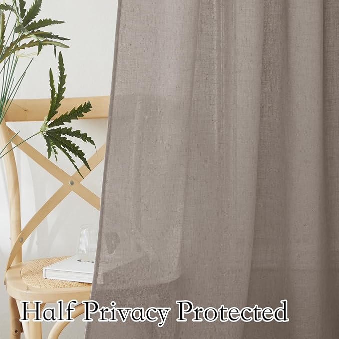 RYB HOME Linen Semi Sheer Curtains - Image 4