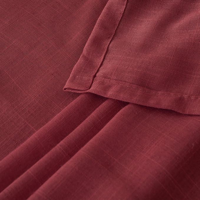 BGment Burgundy Linen Kitchen Curtains - Image 8