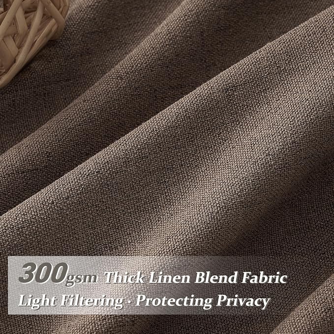 Linen Pleated Dark Brown Curtains 96 Inches Long - Image 2