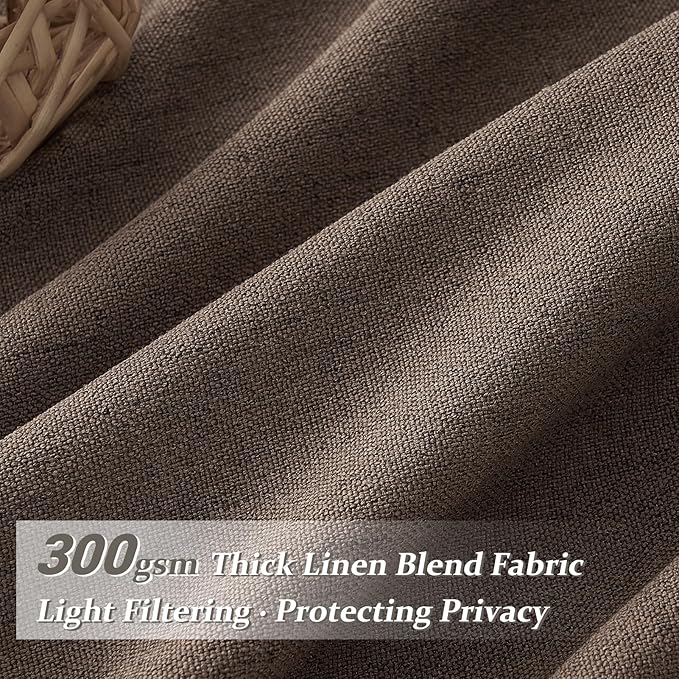 Pinch Pleated Dark Brown Semi Sheer Curtains 84 Inches Long - Image 2