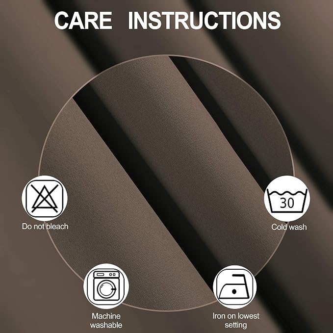 Blackout Curtains 66 x 84 inch/Chocolate Brown Curtains Set of 2 Panels/Thermal - Image 4