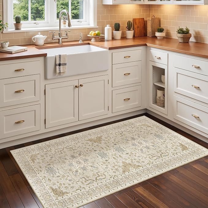 Madane Washable Area Rug 2x4, Small Entryway Rugs Non-Slip, Low-Pile Floor by Madane