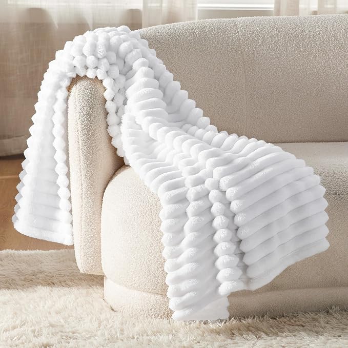 Bedsure Soft Throw Blanket for Couch Decor Gifts Bright White 50"x70" | - Image 3